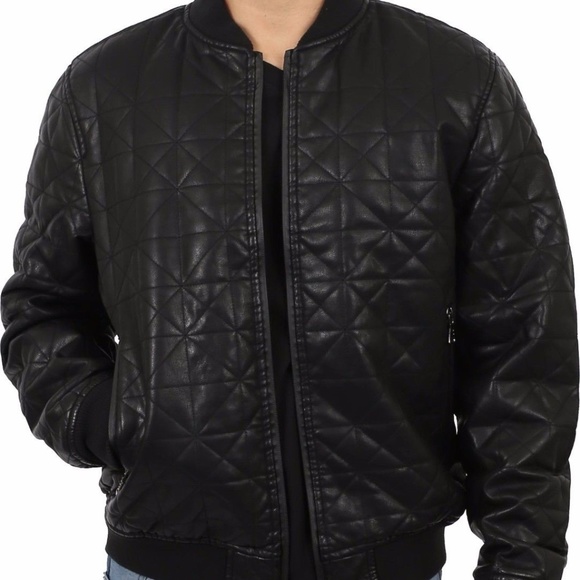 New Mens Black Quilted Winter Bomber Jacket - Picture 1 of 6